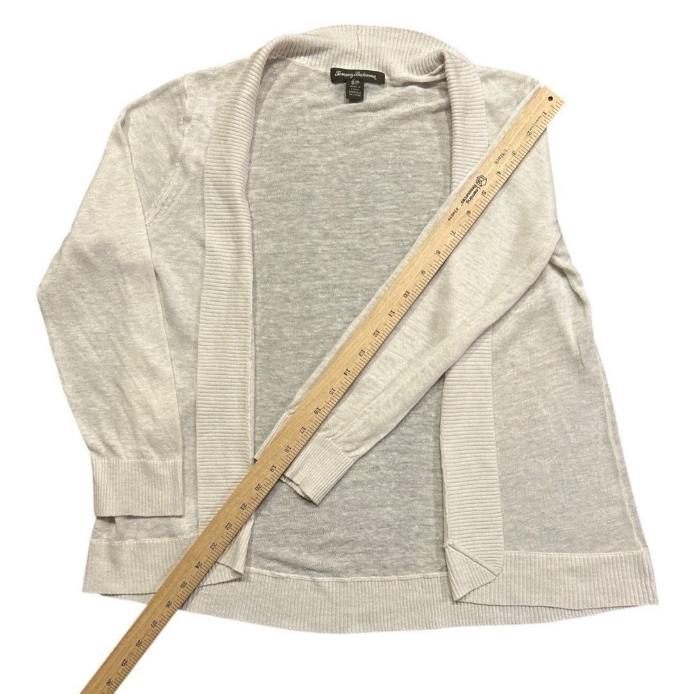Tommy Bahama Size Small Ivory/ Off White Lea Open 100% Linen Cardigan Open Front - Picture 8 of 8